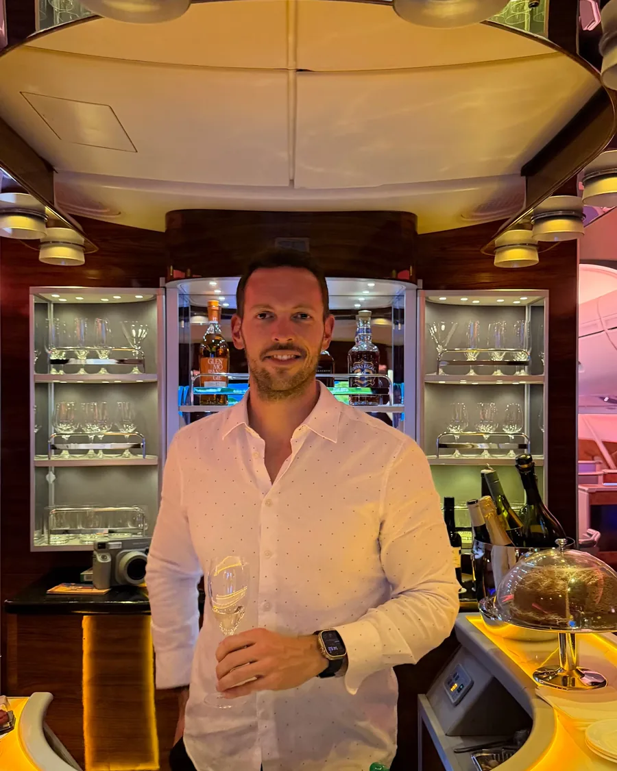 Christoph Paulus in der Emirates First Class